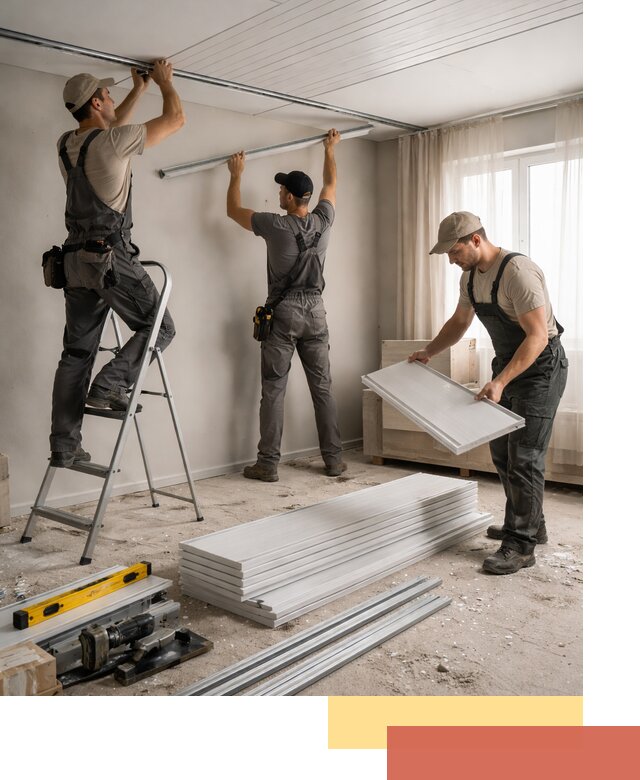 Монтаж потолка из ПВХ панелей в Североуральске оперативно и качественно