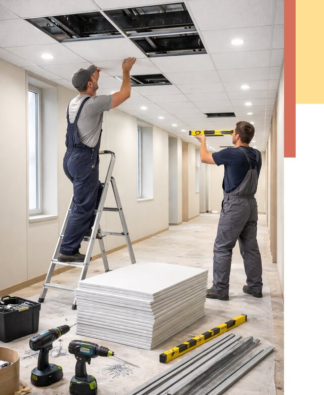 Ремонт потолка Армстронг в Североуральске от 4635 руб. — быстро и недорого | ОТДЕЛОЧНИК-Сву