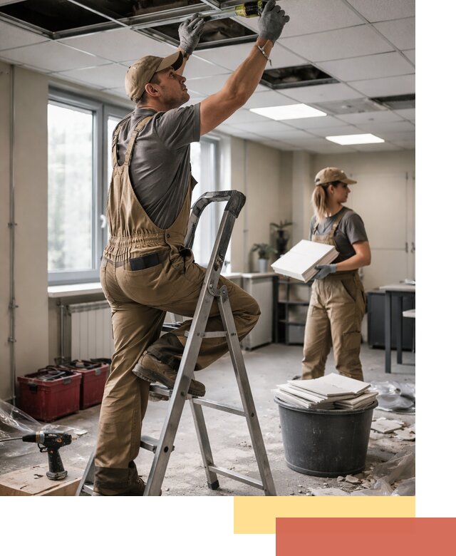 Ремонт потолка Армстронг и замена плит в Североуральске