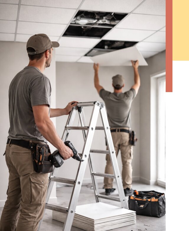 Обслуживание подвесного потолка в Североуральске от 3605 руб. — быстро и недорого | ОТДЕЛОЧНИК-Сву