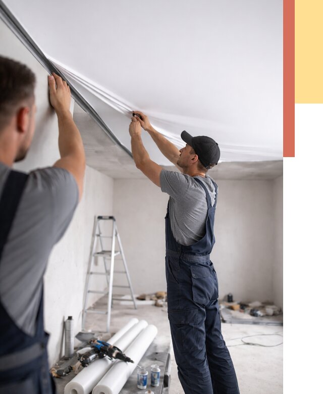 Монтаж матового натяжного потолка в Североуральске от 4635 руб./м² — быстро и недорого | ОТДЕЛОЧНИК-Сву