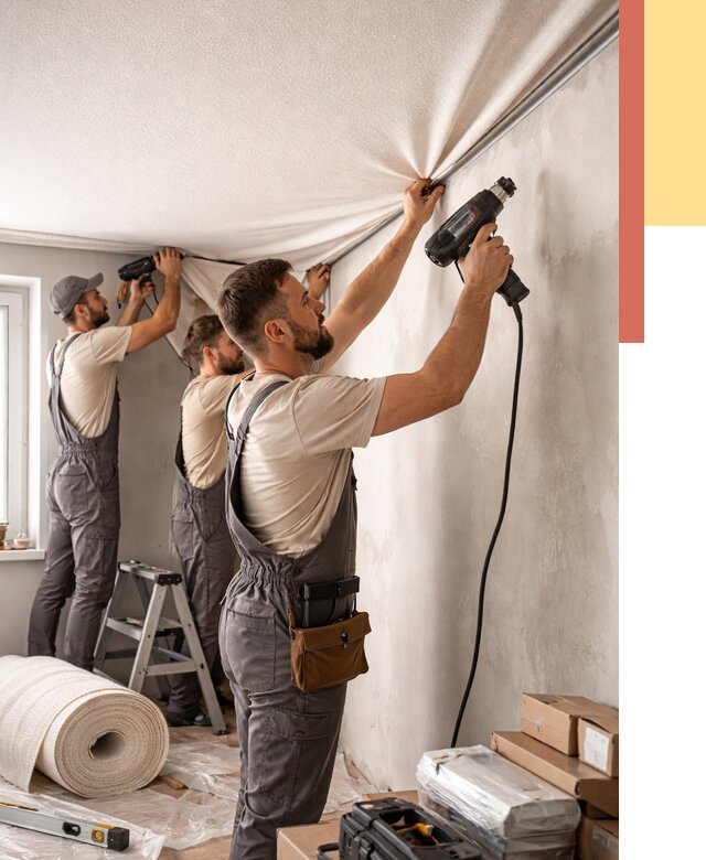 Монтаж фактурного натяжного потолка в Североуральске от 773 руб. — ОТДЕЛОЧНИК-Сву