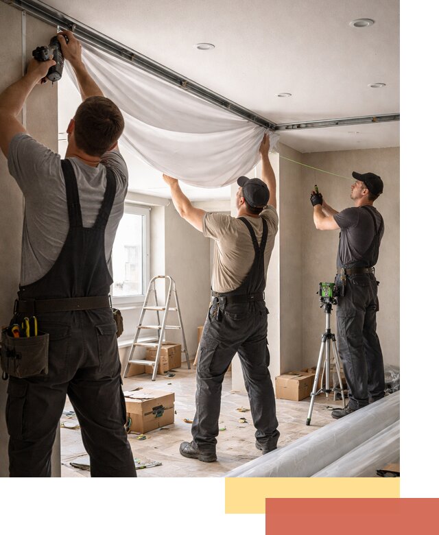 Монтаж парящего натяжного потолка под ключ в Североуральске