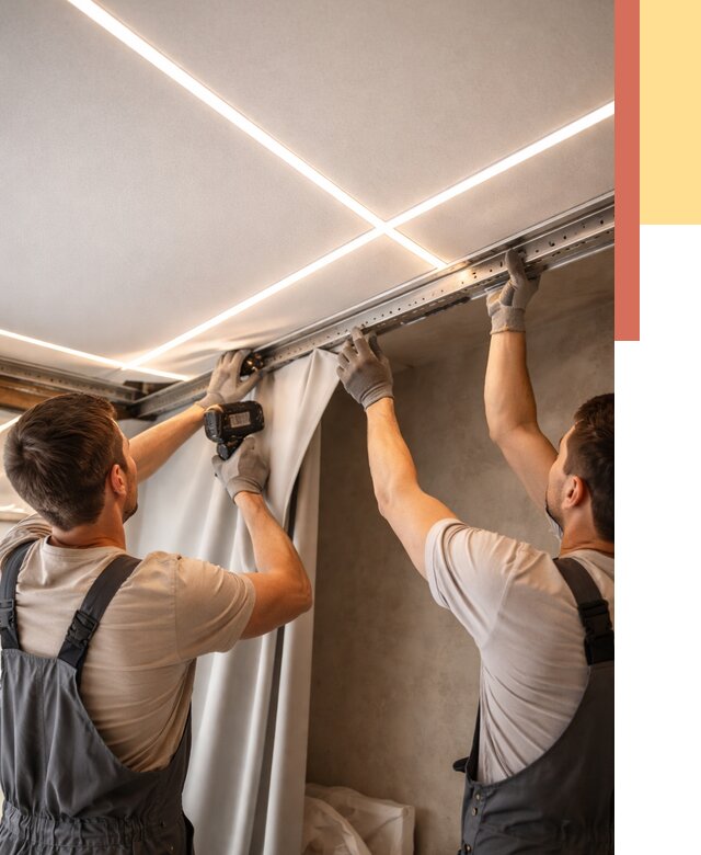 Монтаж натяжного потолка со световыми линиями в Североуральске от 1236 руб. | ОТДЕЛОЧНИК-Сву