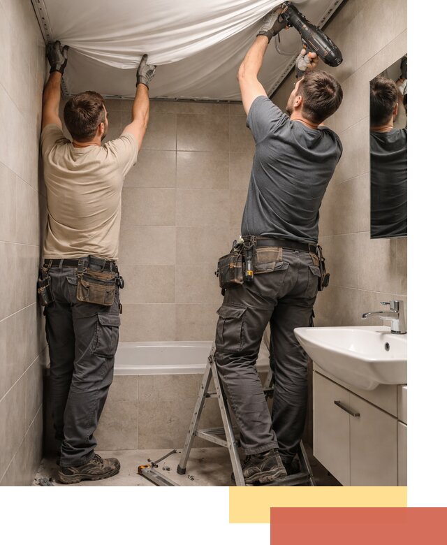 Монтаж натяжного потолка в ванной в Североуральске быстро и качественно