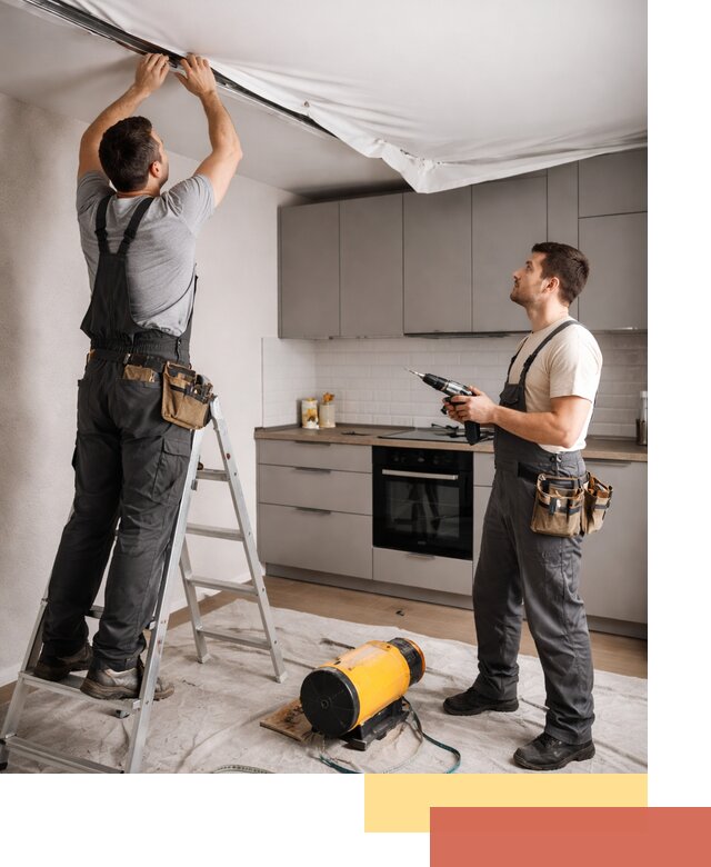 Монтаж натяжного потолка на кухне в Североуральске