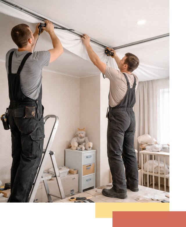 Монтаж натяжного потолка в детской комнате в Североуральске