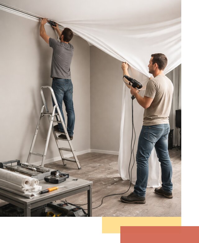 Монтаж натяжного потолка в студии в Североуральске