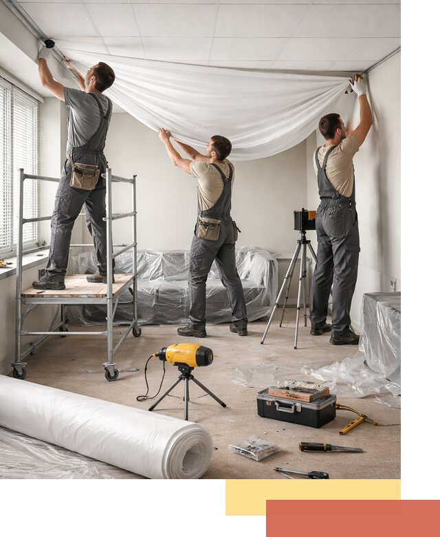 Монтаж натяжного потолка в офисе в Североуральске