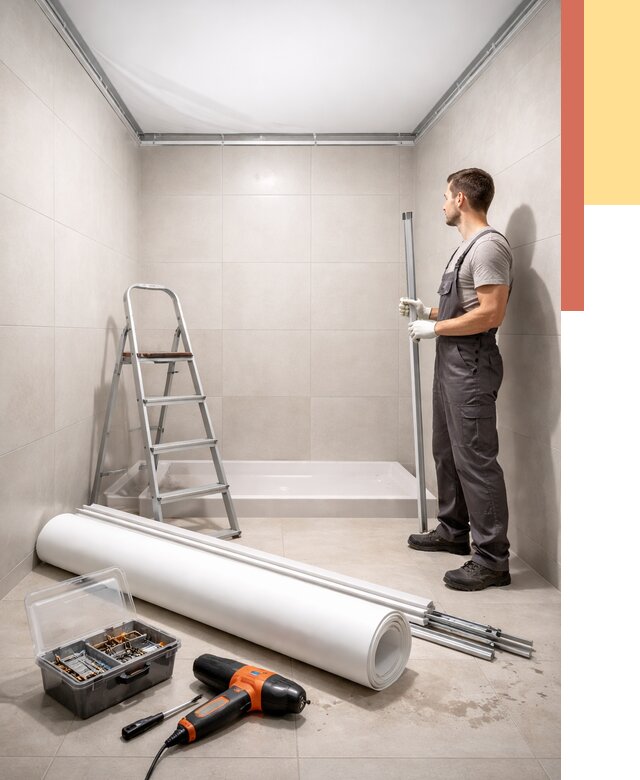 Монтаж натяжного потолка в санузле в Североуральске от 1906 руб. — ОТДЕЛОЧНИК-Сву