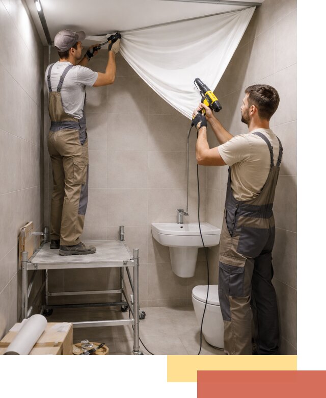 Монтаж натяжного потолка в санузле в Североуральске