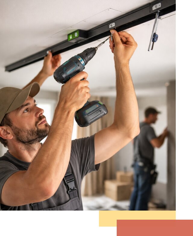 Установка трековых светильников в натяжной потолок в Североуральске