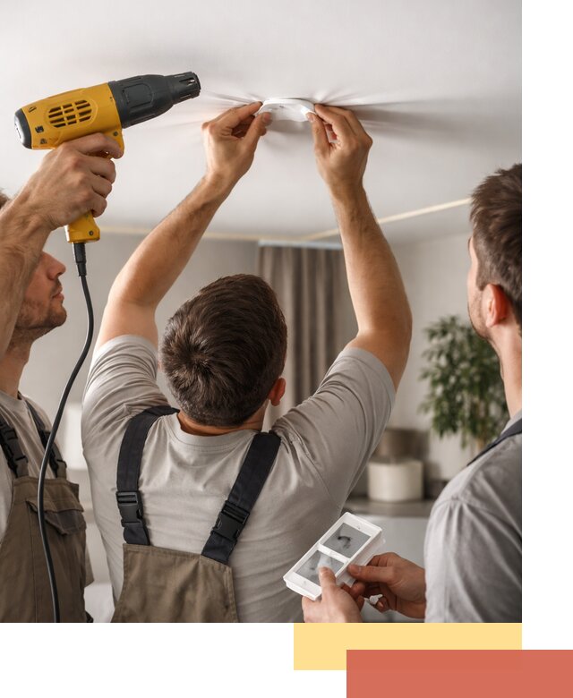 Ремонт прокола полотна натяжного потолка в Североуральске