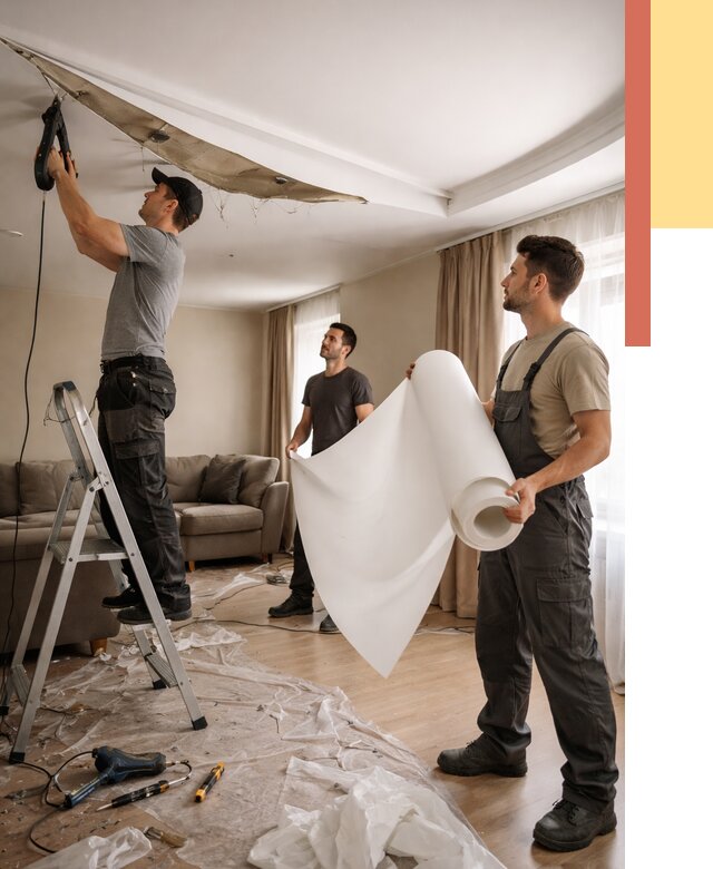 Замена полотна натяжного потолка в Североуральске от 9786 руб. быстро и недорого | ОТДЕЛОЧНИК-Сву