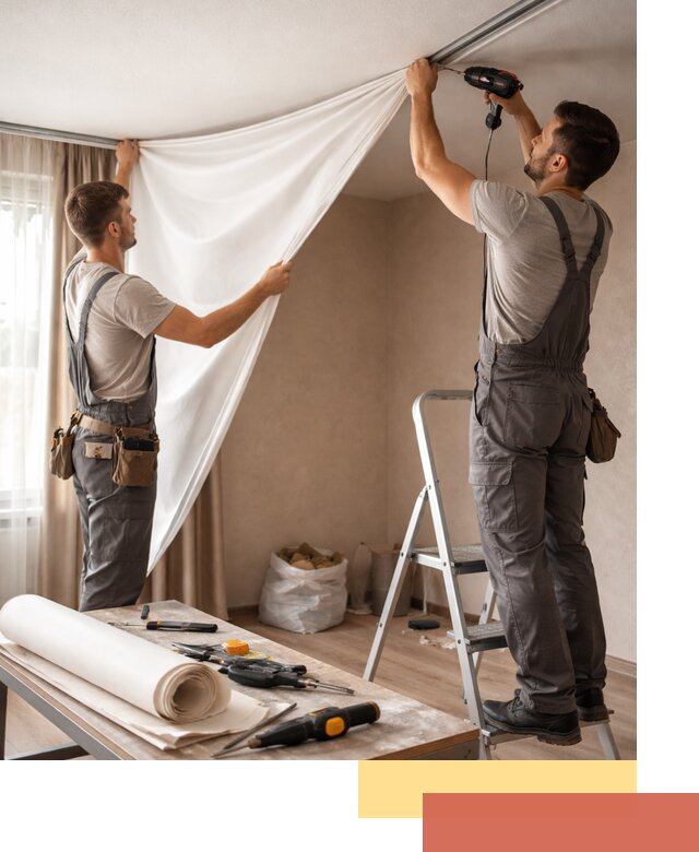 Замена полотна натяжного потолка в Североуральске быстро и качественно