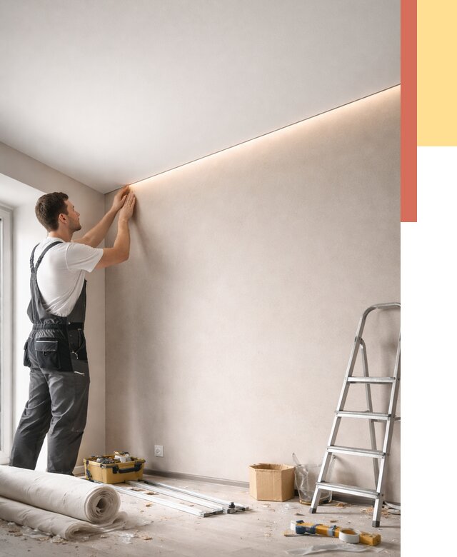 Теневые натяжные потолки в Североуральске от 8447 руб. под ключ | ОТДЕЛОЧНИК-Сву