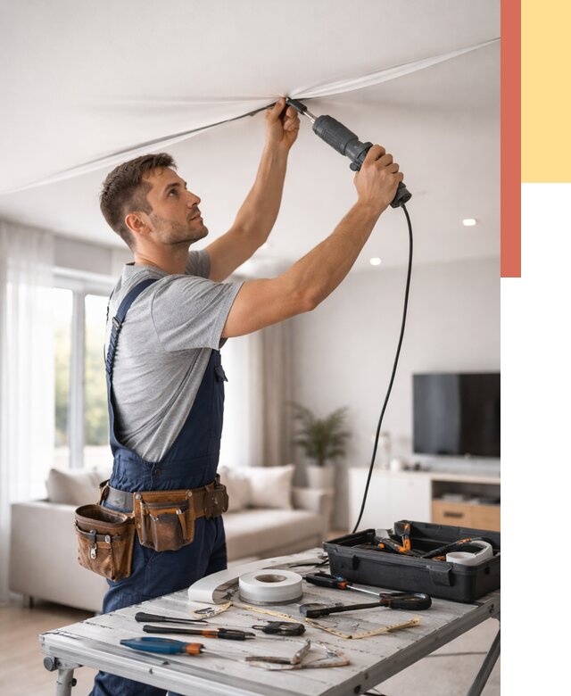 Ремонт натяжных потолков в Североуральске от 9786 руб. под ключ — ОТДЕЛОЧНИК-Сву