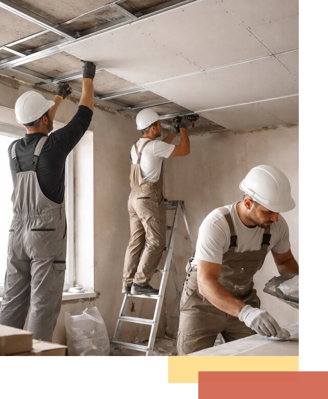 Одноуровневый потолок из гипсокартона в Североуральске — монтаж и отделка