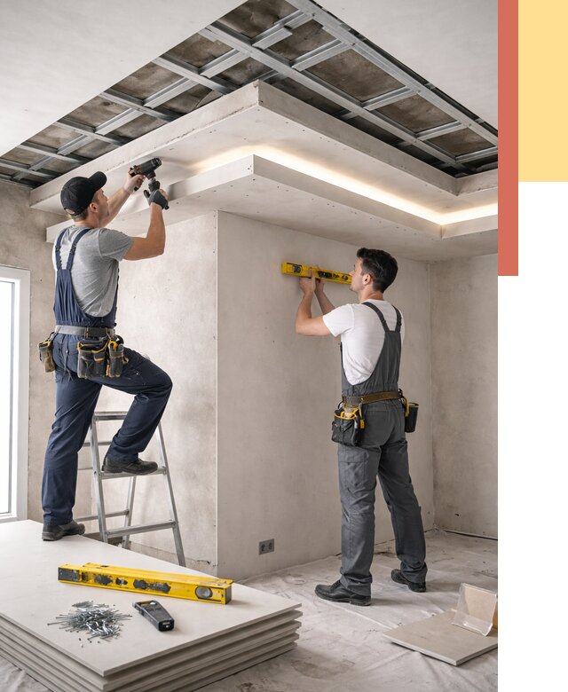 Двухуровневый потолок из гипсокартона в Североуральске от 1494 руб. под ключ | ОТДЕЛОЧНИК-Сву