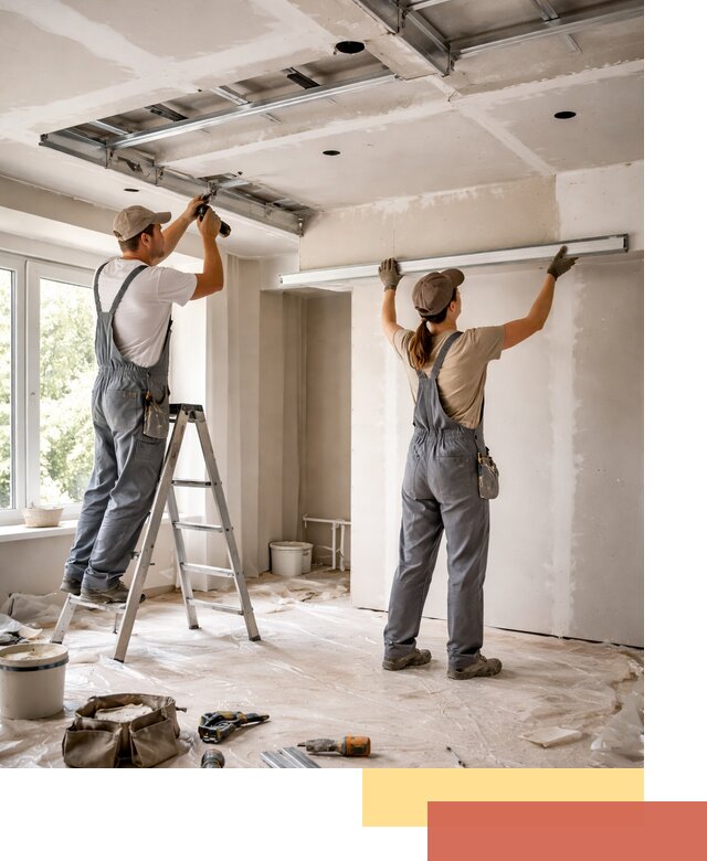 Монтаж многоуровневого потолка из гипсокартона в Североуральске