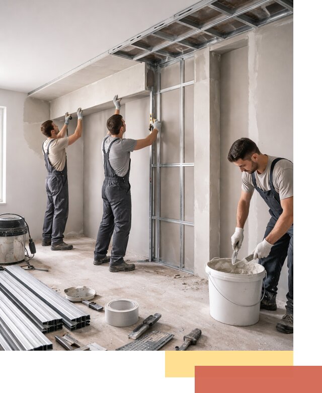 Монтаж потолка из гипсокартона с нишей в Североуральске