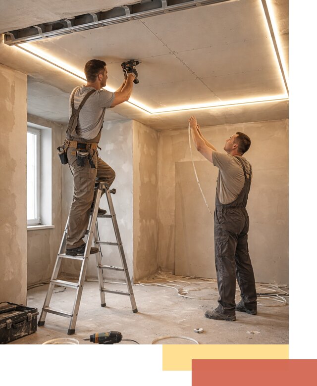 Потолок из гипсокартона с подсветкой в Североуральске