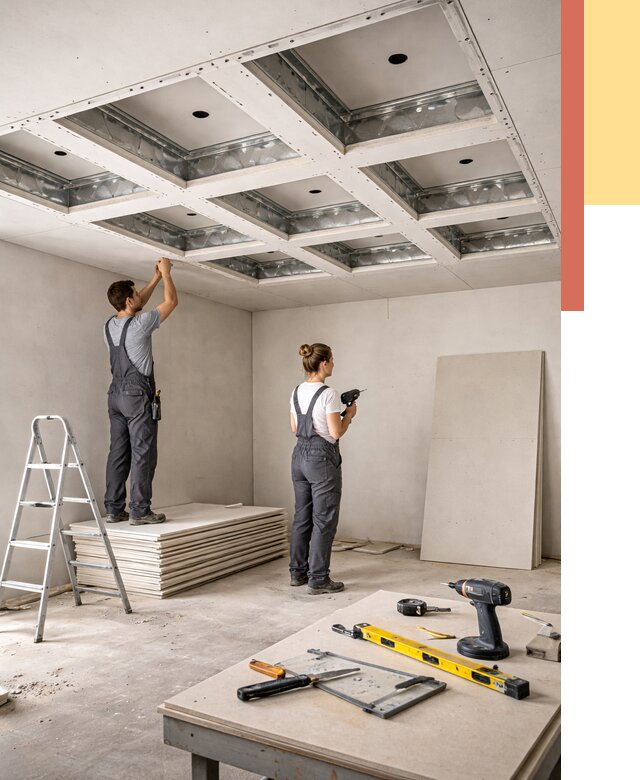 Кессонный потолок из гипсокартона в Североуральске от 1906 руб. — монтаж и под ключ | ОТДЕЛОЧНИК-Сву