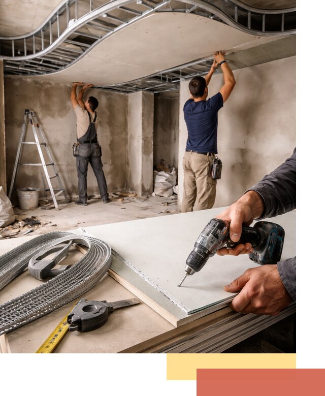 Криволинейный потолок из гипсокартона в Североуральске — монтаж и отделка