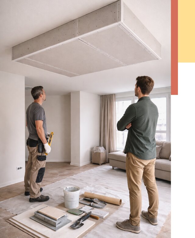 Короб на потолке из гипсокартона в Североуральске от 2266 руб. — монтаж и услуги под ключ | ОТДЕЛОЧНИК-Сву