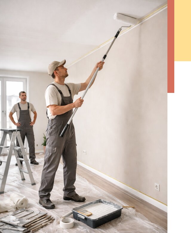 Покраска потолка из гипсокартона в Североуральске от 4635 руб./м2 — услуги под ключ | ОТДЕЛОЧНИК-Сву