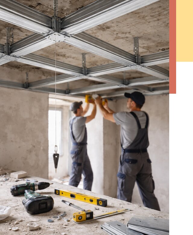Монтаж каркаса потолка из профиля в Североуральске от 4635 руб. — услуги ОТДЕЛОЧНИК-Сву