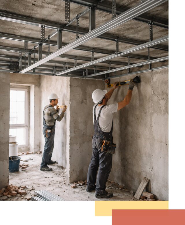 Монтаж каркаса потолка из профильного профиля в Североуральске