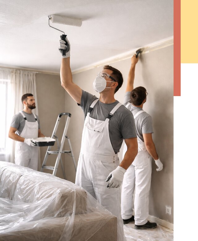 Покраска потолка водоэмельсионной краской в Североуральске от 2266 руб/м² — услуги под ключ | ОТДЕЛОЧНИК-Сву