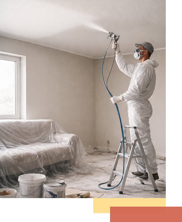 Покраска потолка краскопультом в Североуральске быстро и качественно