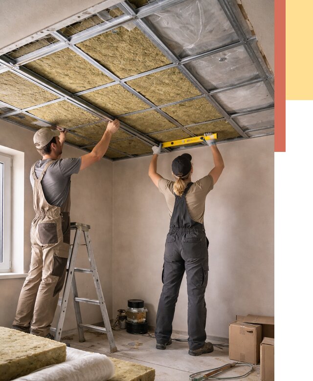 Шумоизоляция потолка в Североуральске от 1288 руб. под ключ — услуги ОТДЕЛОЧНИК-Сву